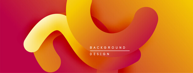 Abstract fluid shapes, warm color gradient. Red, orange, yellow hues create dynamic composition. Modern design element.
