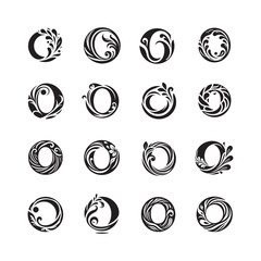 Elegant floral letter O logo icon collection, alphabet monogram O with flower shape design, decorative and stylish letter O emblem vector set

