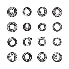 Creative floral letter O logo icon set, ornamental flower shape letter O logo collection, elegant alphabet logo design template for branding

