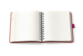 Realistic vector illustration of a closed notebook with lined and grid paper pages, isolated on white background, illustration, notepad