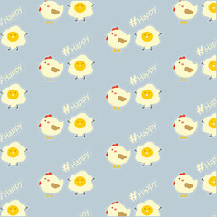 Cute Chicken and Egg seamless pattern