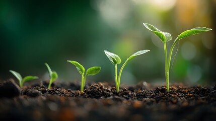 New Sprouts Growing from Soil Stages of Plant Growth