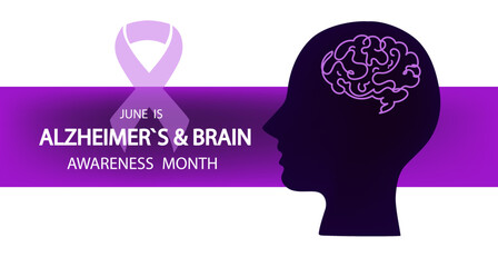 Alzheimer's and Brain Awareness Month. line Vector doodle illustration for banner, poster.  line art hand drawn illustration.
