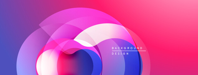 Abstract colorful layers create dynamic visual effect. Gradient transitions, smooth shapes, modern design elements present.