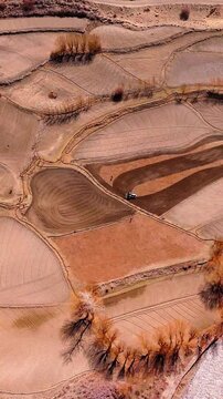 ariel summer view of farming land in drass