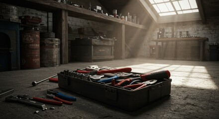 Workshop with Tools - Illustration