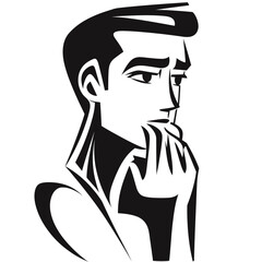 thinking Man in Minimalist Style