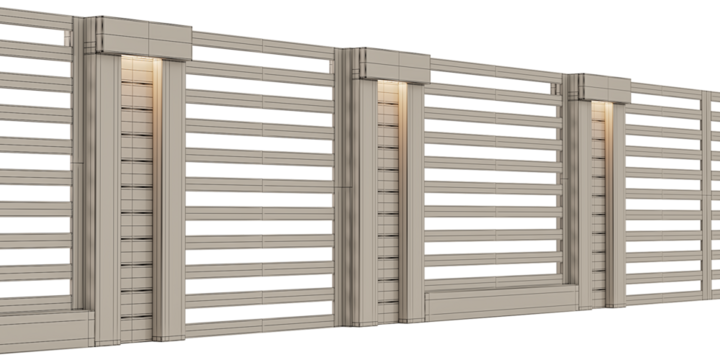 A fence with four posts and a window