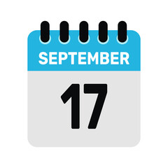 september 17 calendar icon Vector page month design illustration