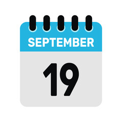 september 19 calendar icon Vector page month design illustration