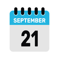 september 21 calendar icon Vector page month design illustration