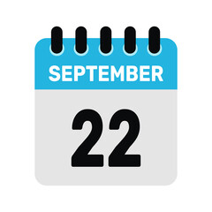 september 22 calendar icon Vector page month design illustration