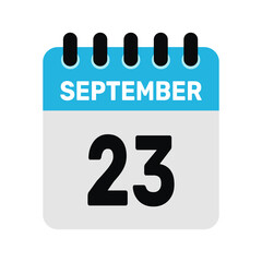 september 23 calendar icon Vector page month design illustration