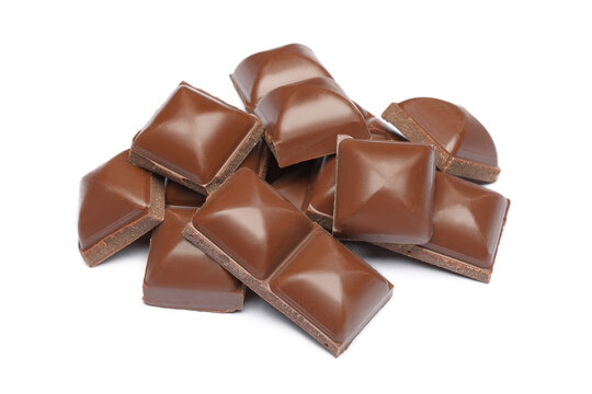Chocolate pieces isolated on a white background 