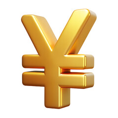 Fototapeta premium Golden yen symbol currency japan finance investment on transparent background