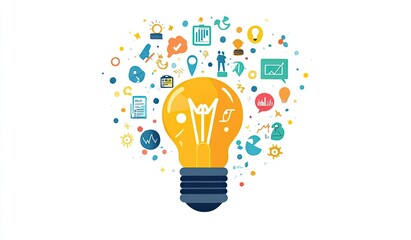 Innovation concept, bursting with ideas