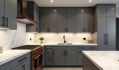 Fototapeta premium Minimalist Kitchen Interior in Modern Style