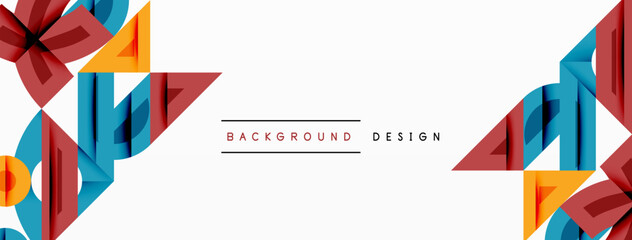 Abstract geometric shapes, vibrant colors, white space. Modern design elements create dynamic visual impact. Simple, clean aesthetic.