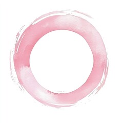 Delicate, soft pink circle frame, painted with watercolor brushstrokes
