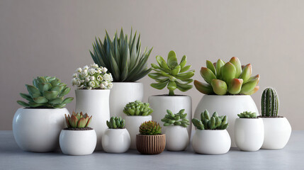 white ceramic pots with succulents