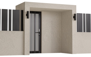 A black and white door with a silver handle