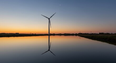 Obraz premium Wind Turbine at Sunset - Photo