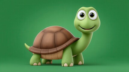 Fototapeta premium Unique cartoon turtle smiling in the ocean 3d animation vibrant environment playful concept
