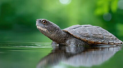 Obraz premium Unique musk turtle floating in a serene ocean pond realistic high-resolution nature scene