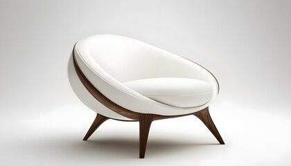 Modern, minimalist armchair with a smooth, oval design.