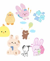 set of easter rabbits