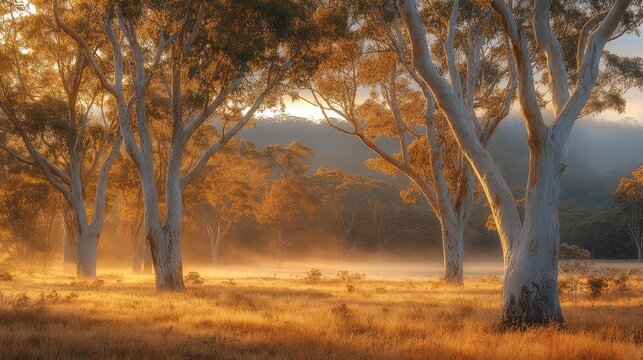 Golden Sunrise Eucalyptus Forest