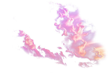 Abstract watercolor cloud formation in shades of pink and orange against a white background art piece