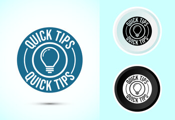 Quick tips icon design illustration, Tips and tricks sign symbol in color black and white