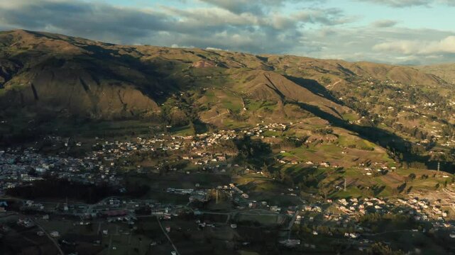 Town in the Andes, El Tambo, Ecuador, aerial view