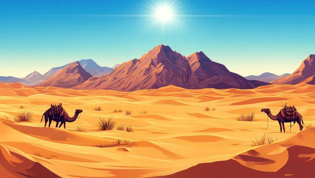 Desert landscape with camels (1)