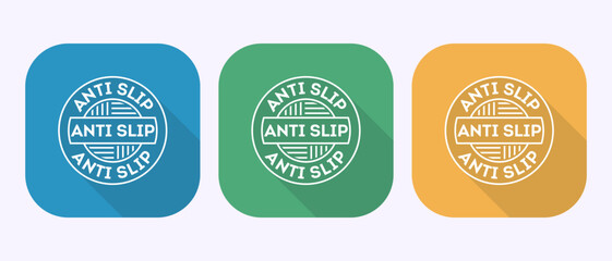 Anti slip icon design illustration. Non slip safety icon, Slip prevention sign symbol in shadow button design