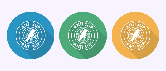 Anti slip icon design illustration. Non slip safety icon, Slip prevention sign symbol in shadow button design