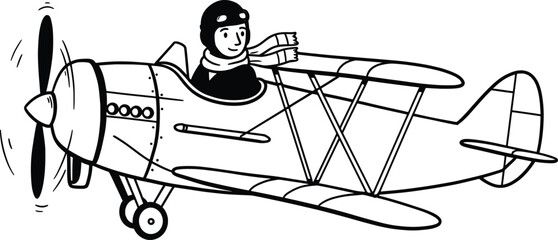 Vintage Biplane Vector Illustration of a Classic Aircraft