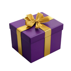 Obraz premium Elegant Purple Gift Box with Golden Bow Festive Surprise