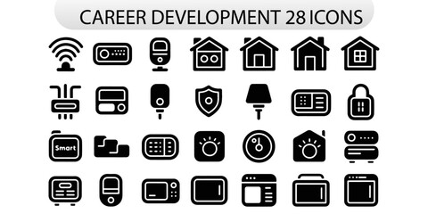  smart home outline icons. Remote control, domestic life, security system, home automation, wireless technology.