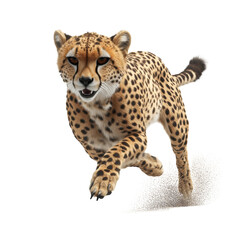 Cheetah in motion a powerful leap wildlife in action black background on transparent background