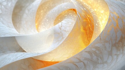 Luminous elegance unfolds in a swirl of shimmering gold and ivory hues delicacy