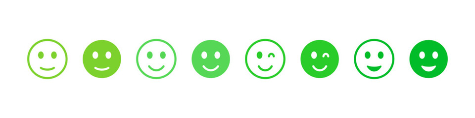 Positive emoticons icons. Happy face. Good Emoji. Vector