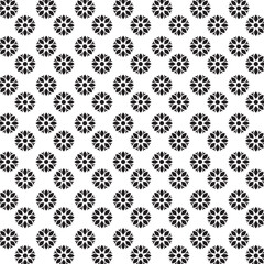 Seamless Black And White Floral Pattern | Geometric Elements | Hand Drawn Doodle Flowers Background | Monochrome abstract floral background | Vector simple flat graphic illustration