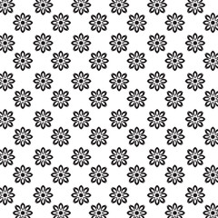 Seamless Black And White Floral Pattern | Geometric Elements | Hand Drawn Doodle Flowers Background | Monochrome abstract floral background | Vector simple flat graphic illustration