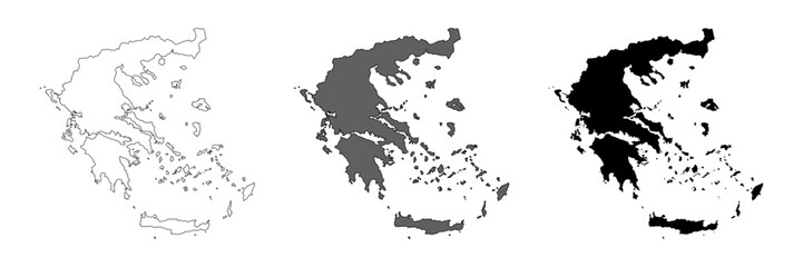 Greece map set. Greek country black map. Vector symbol © Cezar_911