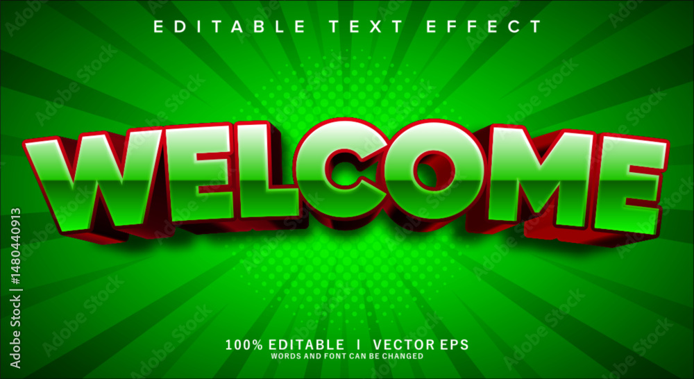Poster welcome 3d vector text effect with modern style design