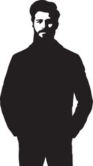 Hipster man standing silhouette vector