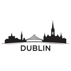 Fototapeta premium Vector Dublin skyline. Travel Dublin famous landmarks. Business and tourism concept for presentation, banner, web site. Vector black silhouette. with white background