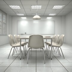 Modern Conference Room with Empty Chairs and Minimalist Design for Professional Meetings